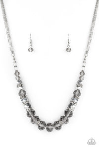 Distracted by Dazzle - Silver and Smoky Crystal Beaded Necklace - Paparazzi Accessories