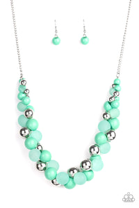 Bubbly Brilliance - Green, Silver, and Cloudy Bead Necklace - Paparazzi Accessories