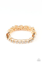 Load image into Gallery viewer, Glamour Grid - Gold Chain and Rhinestone Stretchy Bracelet - Paparazzi Accessories