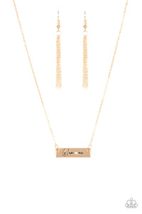 The GLAM-ma - Gold "Glam Ma" Bar Necklace with White Rhinestone - Paparazzi Accessories - All That Sparkles Xoxo 