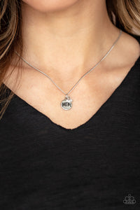 Mom Mode - White "Mom" Necklace with a White Rhinestone - Paparazzi Accessories - All That Sparkles Xoxo 