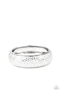 Urban Wildlife - Silver Python Pattern Bangle Bracelet - Paparazzi Accessories