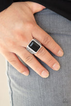Load image into Gallery viewer, Winning Attitude - Black Gem and Filigree Men&#39;s Ring - Paparazzi Accessories