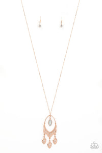 Royal Iridescence - Rose Gold Necklace with Iridescent and White Rhinestones - Paparazzi Accessories