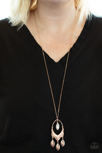 Royal Iridescence - Rose Gold Necklace with Iridescent and White Rhinestones - Paparazzi Accessories