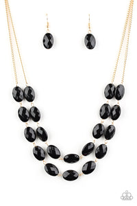 Max Volume - Black Bead and Gold Tiered Necklace - Paparazzi Accessories