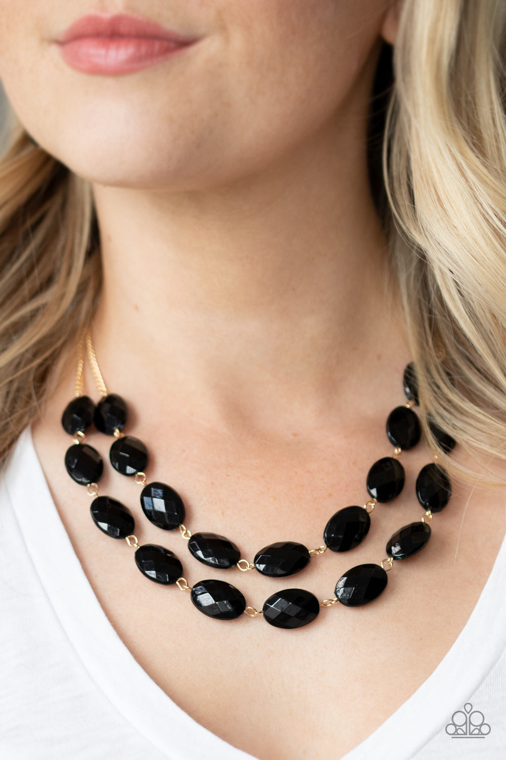 Max Volume - Black Bead and Gold Tiered Necklace - Paparazzi Accessories