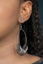 Load image into Gallery viewer, Halo Effect - Black Oval Earrings with Rings - Paparazzi Accessories