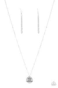 Freedom Isnt Free - Silver "Peace, Love, Freedom" Necklace - Paparazzi Accessories
