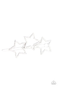 Thank My Lucky Stars - White Rhinestone Tri-Star Hair Clip - Paparazzi Accessories - All That Sparkles Xoxo 