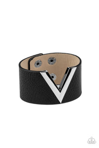 Claws Out - Black Leather "V" Wrap Bracelet - Paparazzi Accessories