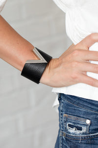 Claws Out - Black Leather "V" Wrap Bracelet - Paparazzi Accessories