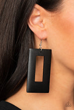 Load image into Gallery viewer, Totally Framed - Black Square Wood Earrings - Paparazzi Accessories