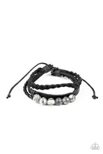 Load image into Gallery viewer, Off-Road Rebel - Black Suede, Leather, and Marble Bead Pull-Tie Urban Bracelet - Paparazzi Accessories
