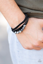 Load image into Gallery viewer, Off-Road Rebel - Black Suede, Leather, and Marble Bead Pull-Tie Urban Bracelet - Paparazzi Accessories