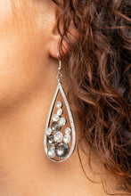 Load image into Gallery viewer, Tempest Twinkle - Silver and White Rhinestone Teardrop Earrings - Paparazzi Accessories