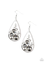 Load image into Gallery viewer, Tempest Twinkle - Silver and White Rhinestone Teardrop Earrings - Paparazzi Accessories