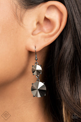 Sizzling Showcase -Black / Gun Metal Earrings - Paparazzi Accesories