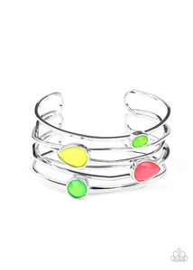 Fashion Frenzy - Multi, Pink, Green and Yellow Bead Cuff Bracelet - Paparazzi Accessories