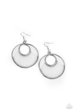 Load image into Gallery viewer, Really High-Strung - White Threaded Silver Hoop Earrings - Paparazzi Accessories