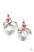 Load image into Gallery viewer, Wanderlust Garden - Red Bead and Hammered Silver Disc Earrings - Paparazzi Accessories