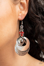 Load image into Gallery viewer, Wanderlust Garden - Red Bead and Hammered Silver Disc Earrings - Paparazzi Accessories