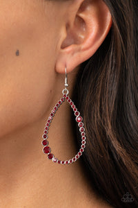 Diva Dimension - Red Rhinestone Teardrop Earrings- Paparazzi Accessories