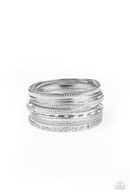 Load image into Gallery viewer, Relics On Repeat - Silver Textured set of 9 Bangle Bracelets - Paparazzi Accessories
