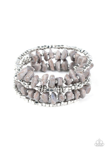 Rockin Renegade - Silver Stone and Bead Coil Bracelet - Paparazzi Accessories