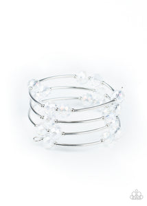 Dreamy Demure - White Crystal Bead Coil Bracelet - Paparazzi Accessories