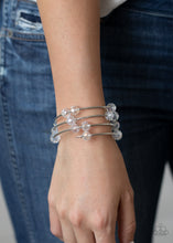 Load image into Gallery viewer, Dreamy Demure - White Crystal Bead Coil Bracelet - Paparazzi Accessories