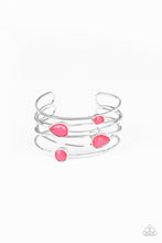 Load image into Gallery viewer, Fashion Frenzy - Pink Neon Bead and Silver Cuff Bracelet - Paparazzi Accessories