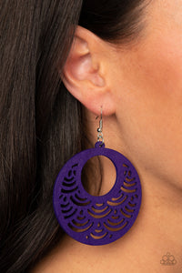SEA Le Vie! - Purple Double Circle Wood Earrings - Paparazzi Accessories