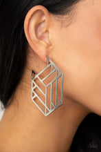 Load image into Gallery viewer, Gotta Get GEO-ing - Silver 3D Geo-Metric Box Earrings - Paparazzi Accessories
