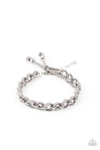 SUEDE Side to Side - Silver Chain and Suede Clasp Bracelet - Paparazzi Accessories