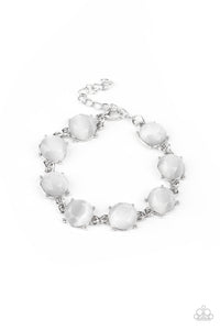 Ms. GLOW-It-All - White Moonstone Clasp Bracelet - Paparazzi Accessories
