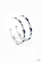 Load image into Gallery viewer, There Goes The Neighborhood - Blue And White Rhinestone Hoop Earrings - Paparazzi Accessories