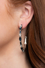 Load image into Gallery viewer, There Goes The Neighborhood - Blue And White Rhinestone Hoop Earrings - Paparazzi Accessories