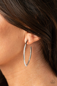 Point-Blank Beautiful - Silver V-Shaped Hoop Earrings - Paparazzi Accessories