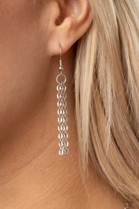 All Systems GLOW - Black, Hematite, and White Rhinestone Long Necklace - Paparazzi Accessories