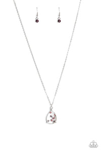 Stormy Shimmer - Purple and Pink Rhinestone Teardrop Necklace - Paparazzi Accessories