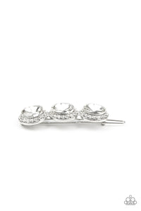 SPOTLIGHT It Up - White Rhinestone Hair Clip - Paparazzi Accessories 