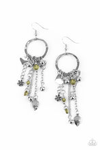 Load image into Gallery viewer, Charm School - Green Bead, Flower, and Heart Charm Earrings - Paparazzi Accessories