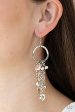 Load image into Gallery viewer, Charm School - Green Bead, Flower, and Heart Charm Earrings - Paparazzi Accessories
