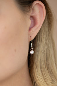 Head Over Heels In Love - White Rhinestone "Love" Necklace - Paparazzi Accessories