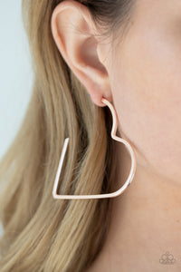 I HEART a Rumor - Rose Gold Heart Hoop Earrings - Paparazzi Accessories 