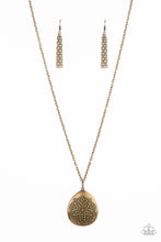 Load image into Gallery viewer, Rustic Renaissance - Brass Filigree Teardrop Pendant Necklace - Paparazzi Accessories