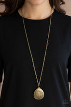 Load image into Gallery viewer, Rustic Renaissance - Brass Filigree Teardrop Pendant Necklace - Paparazzi Accessories