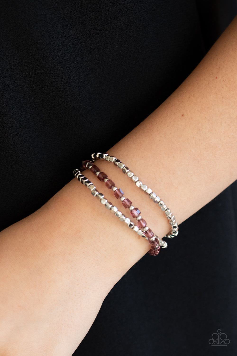 Mix and Mash - Purple and Silver Crystal Bead Bracelets - Paparazzi Accessories