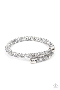 Roll Out The Glitz - Silver Glitter Coil Bracelet - Paparazzi Accessories
